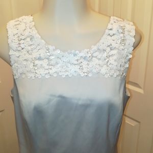 Ecetera silver dress size 6 white sequin at neck.